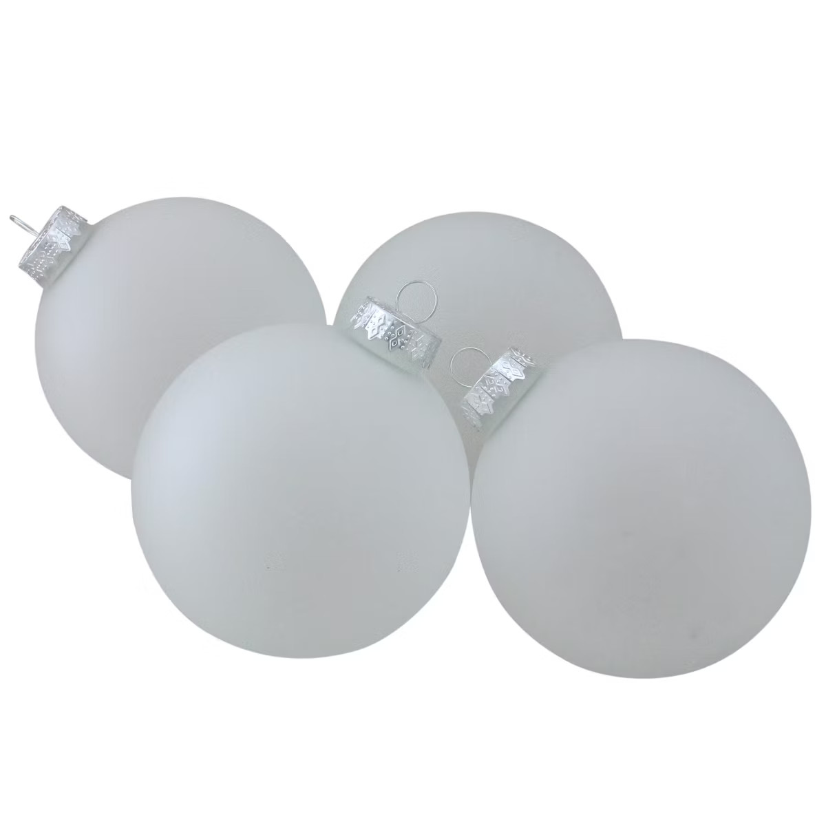 Northlight 4ct Frosted White Matte Glass Christmas Ball Ornaments 4" (100mm) | Target