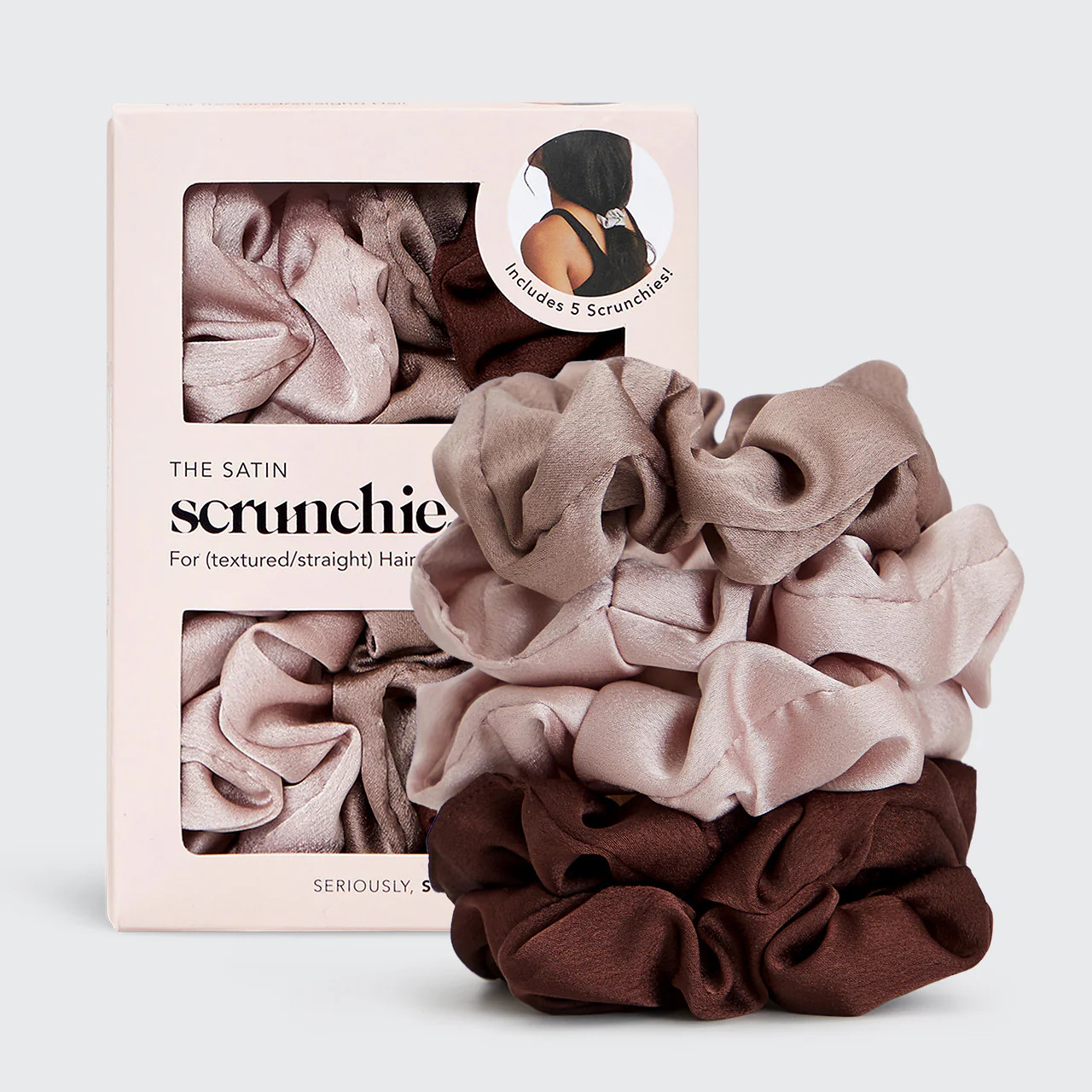 Cameo Satin Sleep Scrunchies 5pc Set | Kitsch
