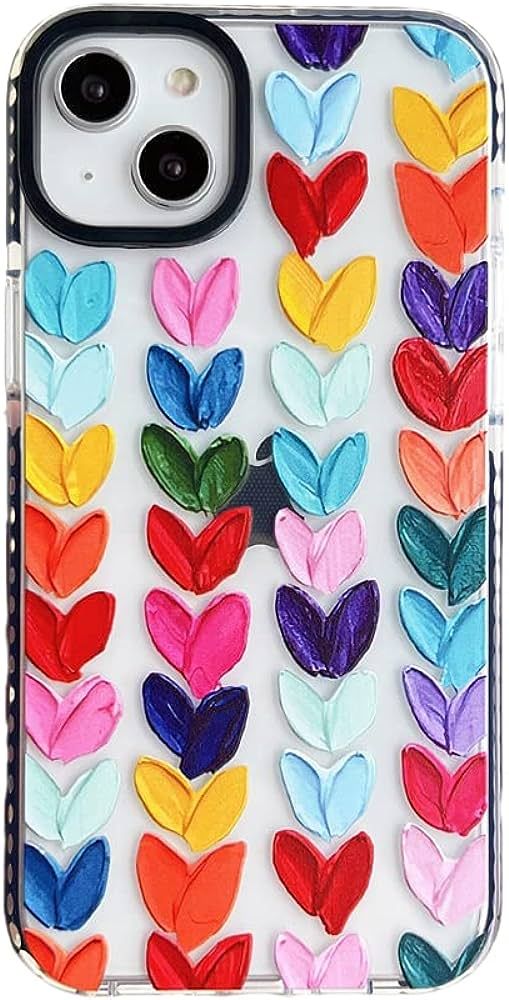Lxsceto Multi Color Daub Loving Heart Bumper Phone Case for iPhone 14 Plus Women Cellphone Protec... | Amazon (CA)