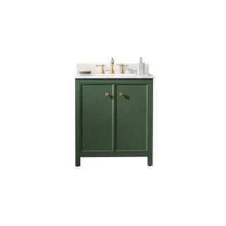 Legion Furniture 30 in. W x 22 in. D Vanity in Vogue Green with Marble Vanity Top in White with W... | The Home Depot