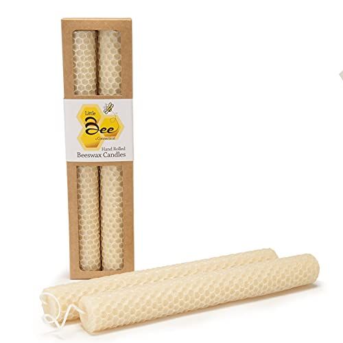 8 Inch Hand-Rolled Beeswax Taper Candles - Little Bee of Connecticut (Single Pair) | Amazon (US)