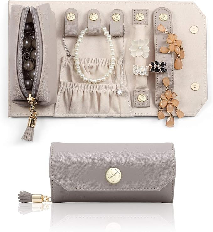 Vlando Travel Jewelry Organizer, Portable Jewelry Roll for Travel, Mini Size & Light Weight Jewel... | Amazon (US)