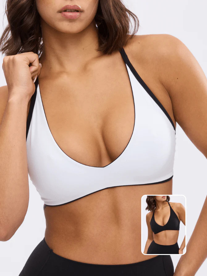 Girlfriend Reversible Sports Bra - Onyx Black and White XS | Buffbunny