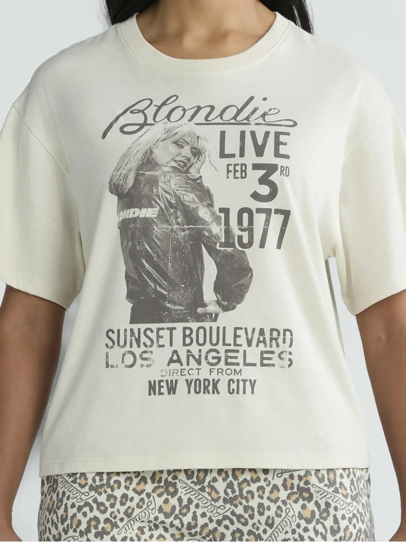 Blondie Women’s and Women’s Plus Tee and Fleece Shorts Lounge Set, 2-Piece, Sizes XS-3X | Walmart (US)