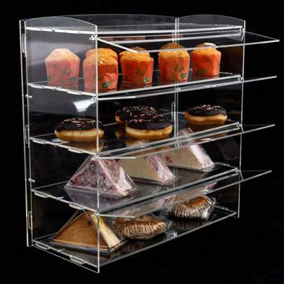 3/4 Tier Acrylic Pastry Display Cabinet Clear Cake Display Case Food Display Counter For Display Pastry Cup Cake Donut With Cake Serving Tong | SHEIN