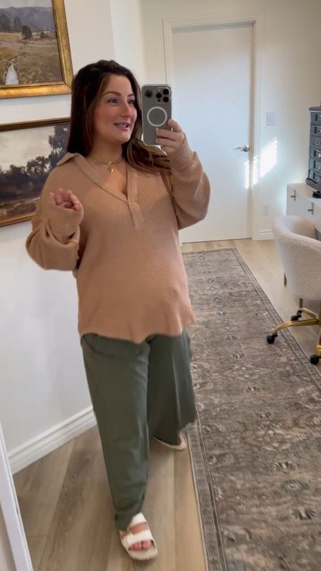 SO happy the pants come in different lengths (short!!) and have the perfect amount of stretch! The top is so cute with the textured material and collar! 

Top: size M
Pants: size M short 
Shoes: run TTS

best loungewear, lounge set, waffle knit sweater, wide leg pants, petite pants, maternity outfit, maternity fashion, petite fashion 

#LTKBump #LTKFindsUnder50 #LTKStyleTip