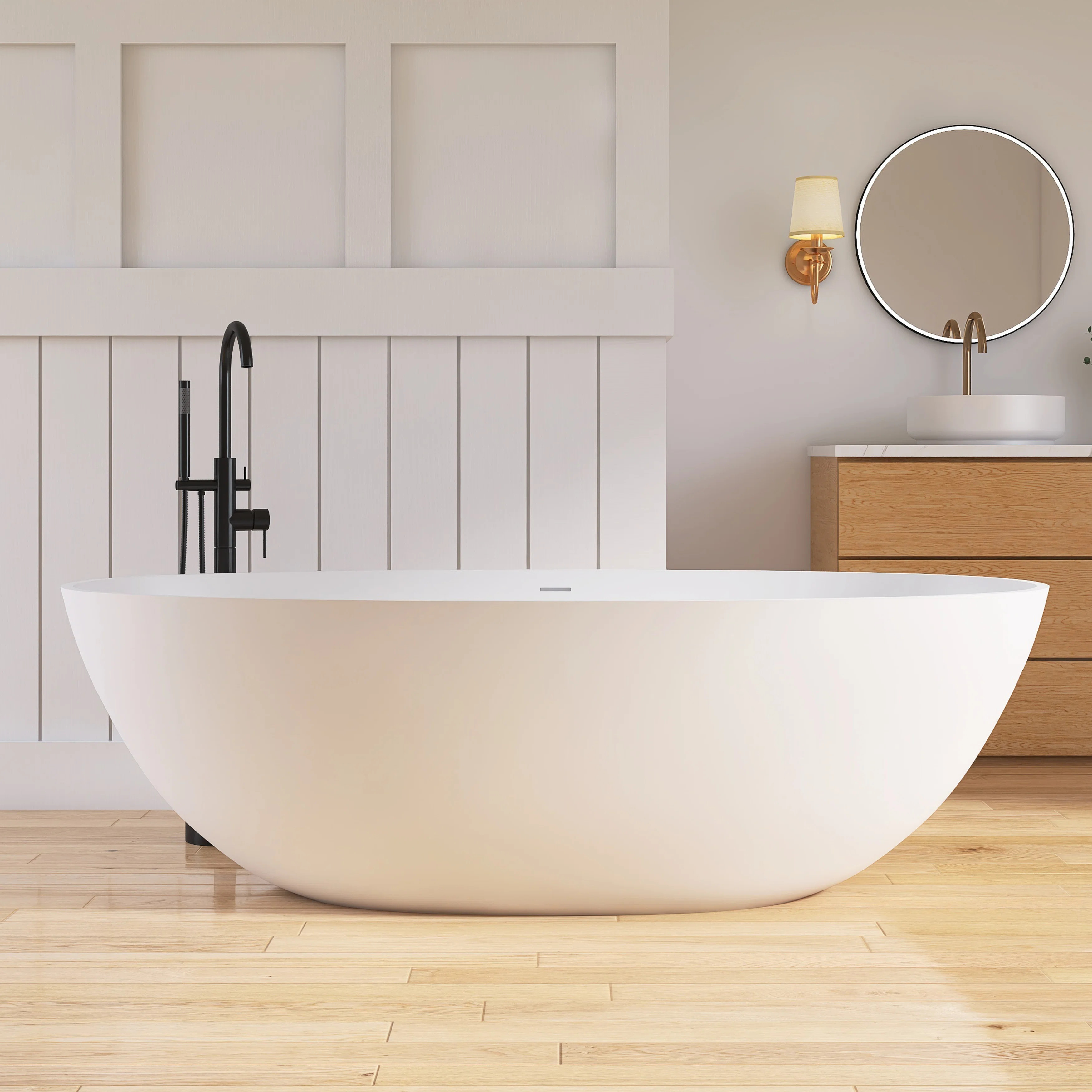 Forma 71" Freestanding Soaking Bahtutb Solid Surface Stone Resin Soaking Bathtub MG603-71 | Wayfair North America