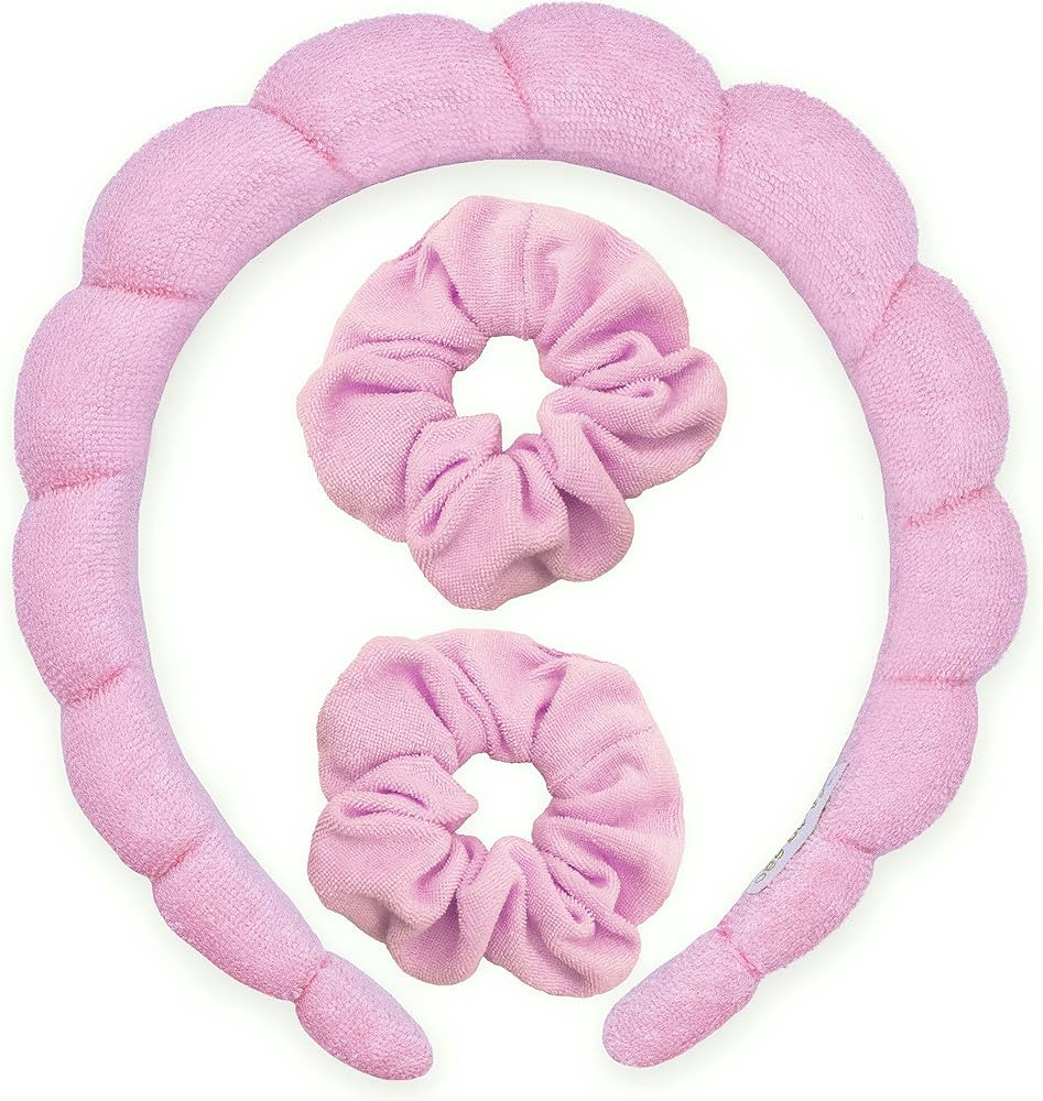 FROG SAC Puffy Spa Headband and Wristbands for Face Washing, Skincare Headbands for Women, Terry ... | Amazon (US)