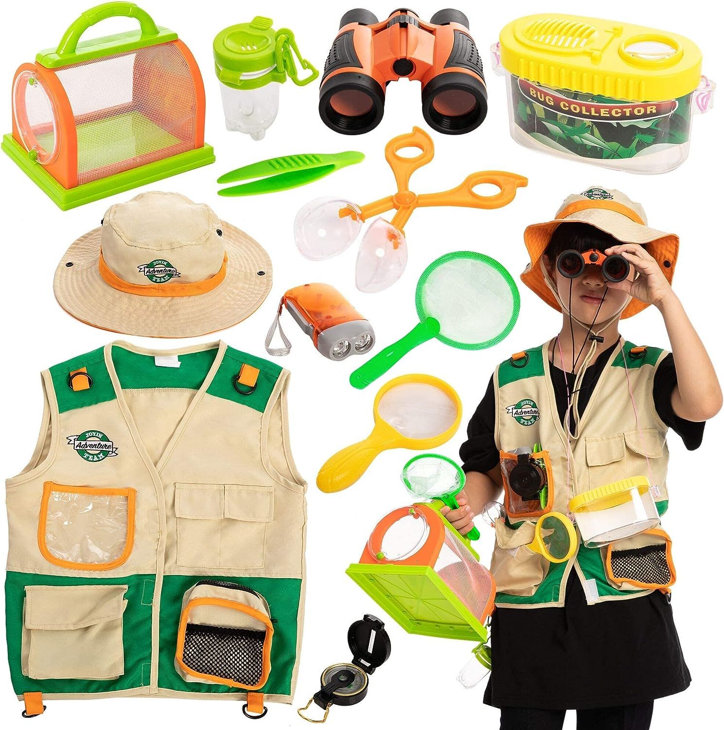 JOYIN Outdoor Explorer Kit, Bug Catcher for Kids (Vest, Hat, Flashlight Compass, Binoculars, Magn... | Amazon (US)