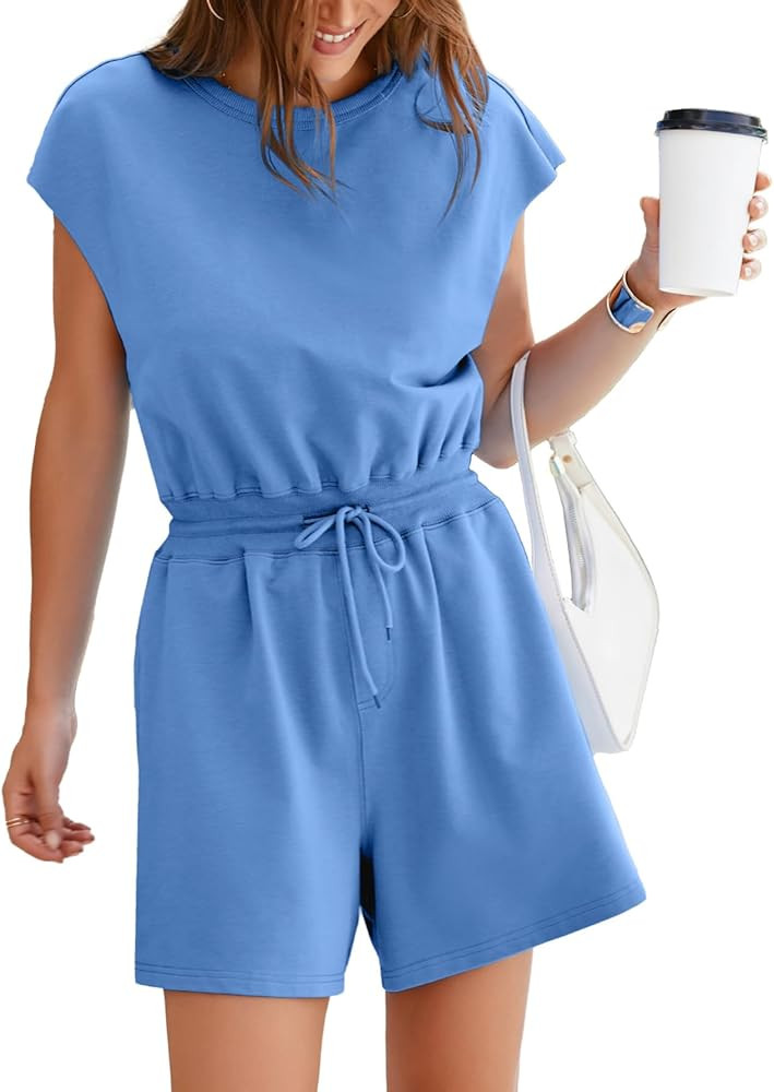 Glamaker Women's Summer Casual Shorts Romper Open Back Sleeveless Workout One Piece Jumpsuits Wit... | Amazon (US)