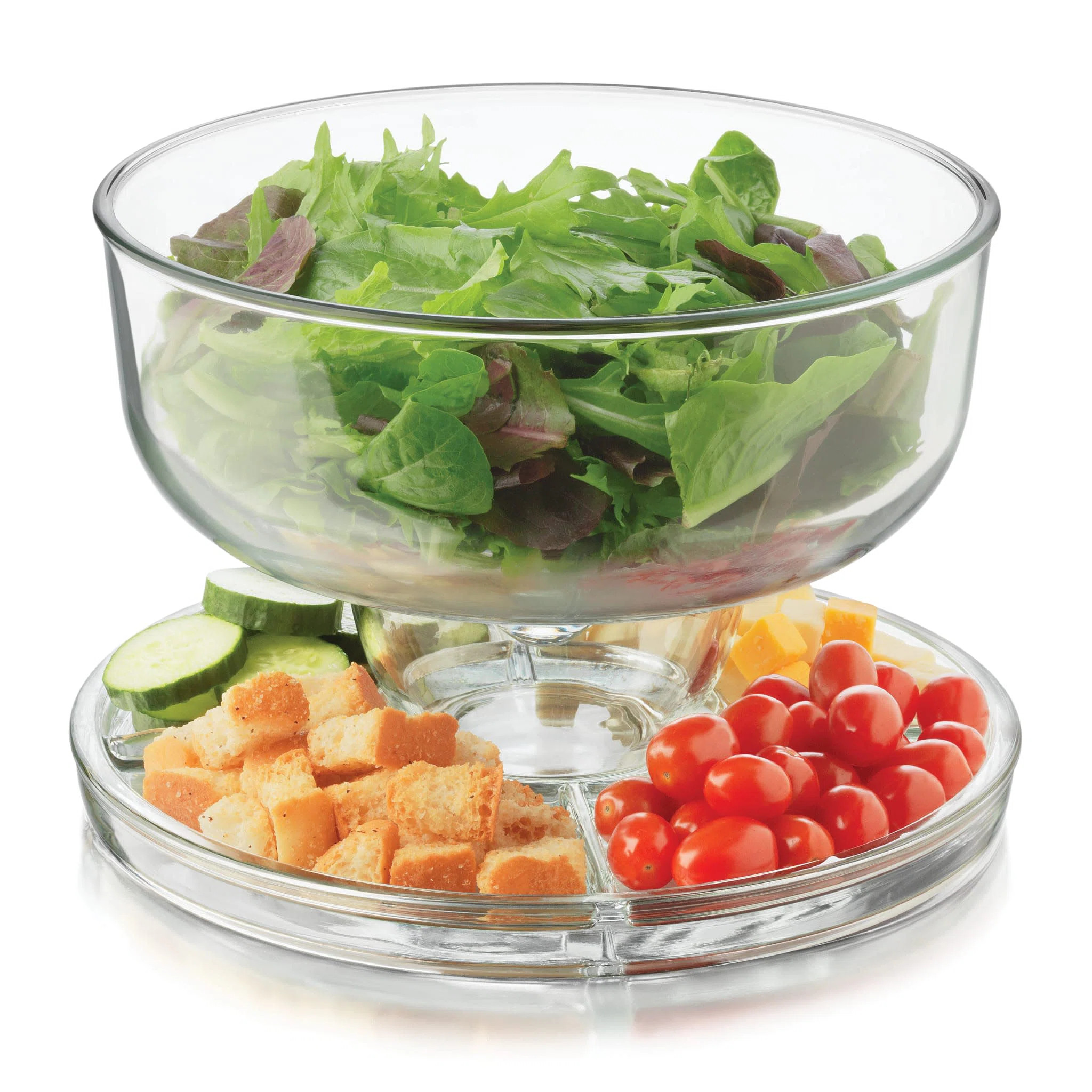 Libbey Selene 6-in-1 Multiuse Glass Server, Punch Bowl, Chip and Dip Bowl, Cake Stand & Reviews |... | Wayfair North America