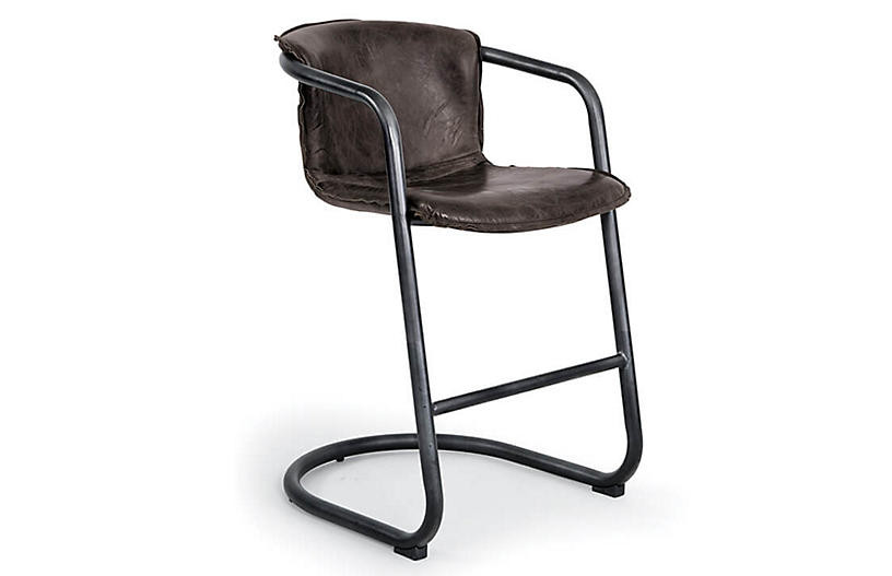 S/2 Axl Counter Stools, Distressed Whiskey Leather | One Kings Lane