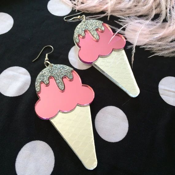 Glitter Dipped Ice Cream Cone Earrings | Etsy (US)