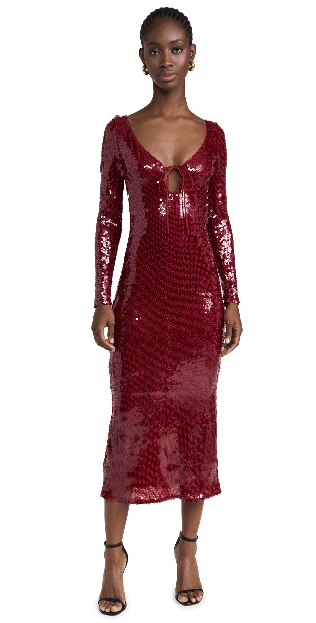 BARDOT Verona Sequin Maxi Dress Burgundy 8 | Shopbop
