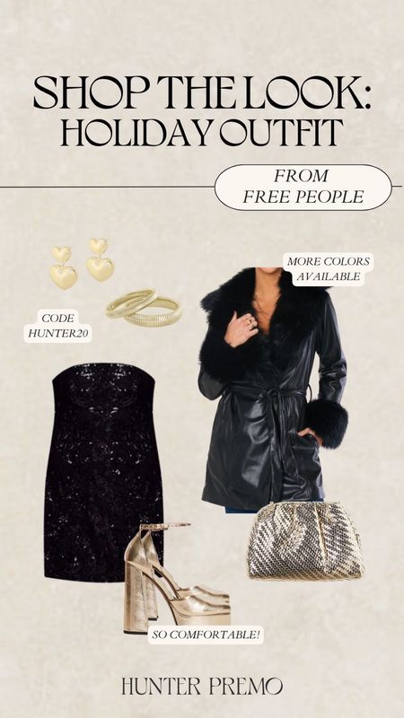 Holiday outfit inspo! Holiday dress, Christmas party, holiday party, under $100, jewelry, bag, coat, silver look, gold look, free people

#LTKstyletip #LTKSeasonal #LTKHoliday