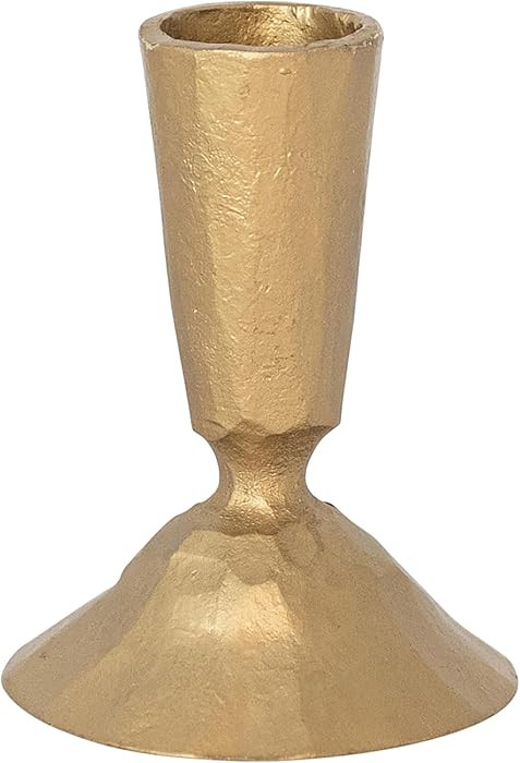 Creative Co-Op Antique Hand-Forged Cast Metal Taper Holder, Gold | Amazon (US)