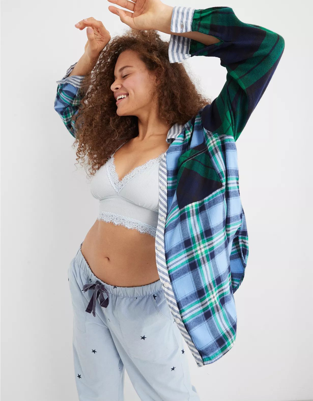 Aerie Patchwork Boyfriend Pajama Top | American Eagle Outfitters (US & CA)