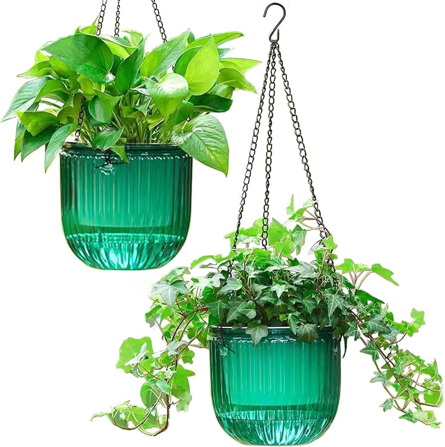 Melphoe 2 Pack Self Watering Hanging Planters Indoor Flower Pots, 6.5 Inch Outdoor Hanging Basket... | Amazon (US)