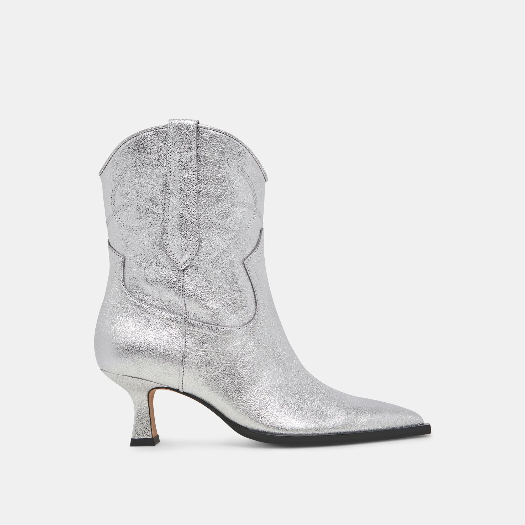 ANGEL BOOTIES SILVER METALLIC LEATHER | DolceVita.com