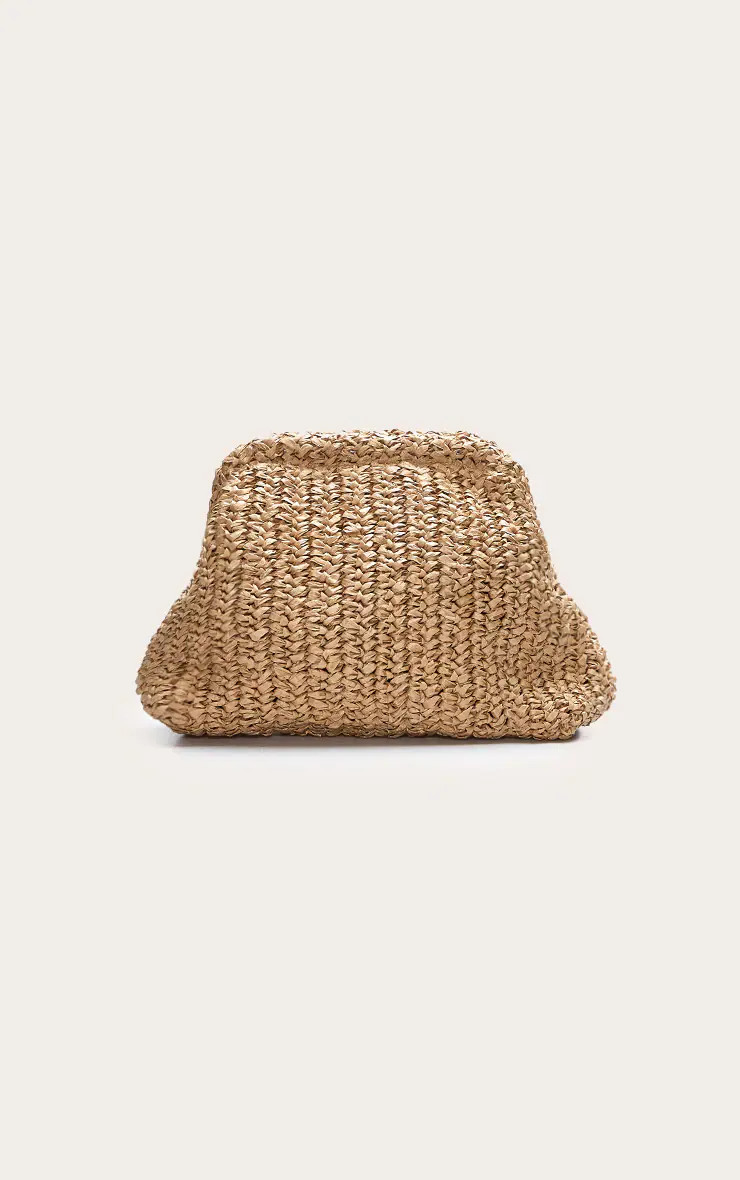 Natural Slouchy Raffia Clutch | PrettyLittleThing UK