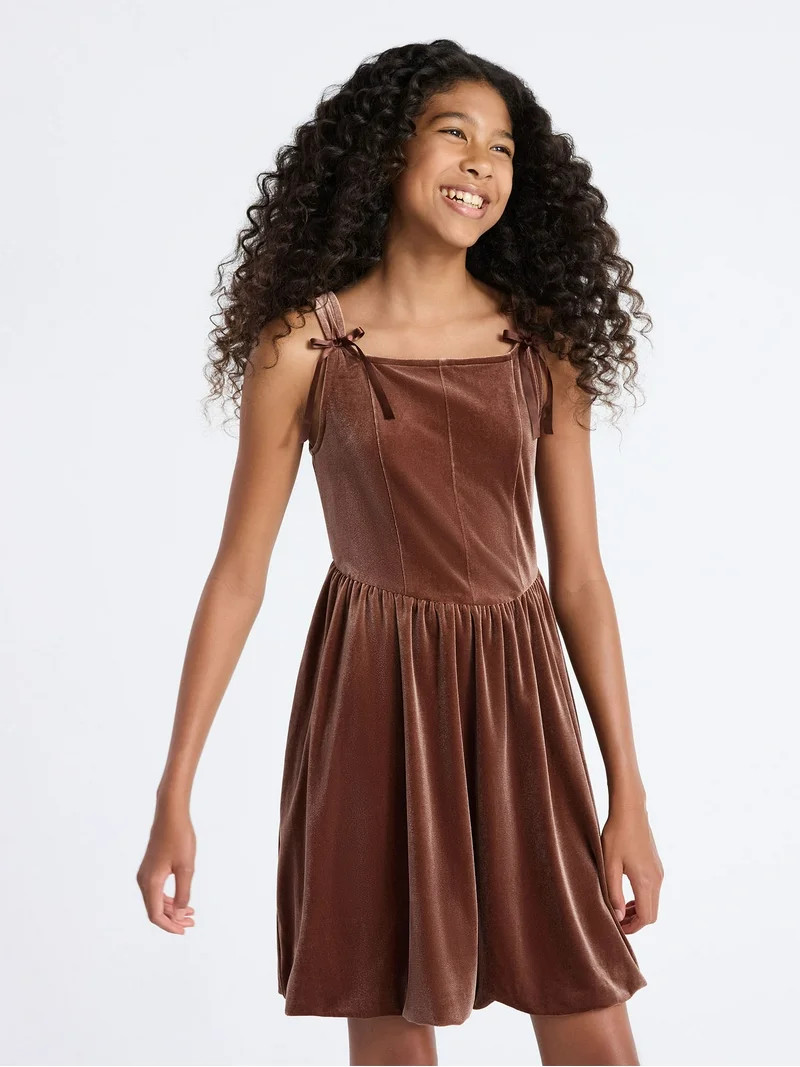 Weekend Academy Girls Sleeveless Velour Corset Dress, Sizes 4-18 - Walmart.com | Walmart (US)