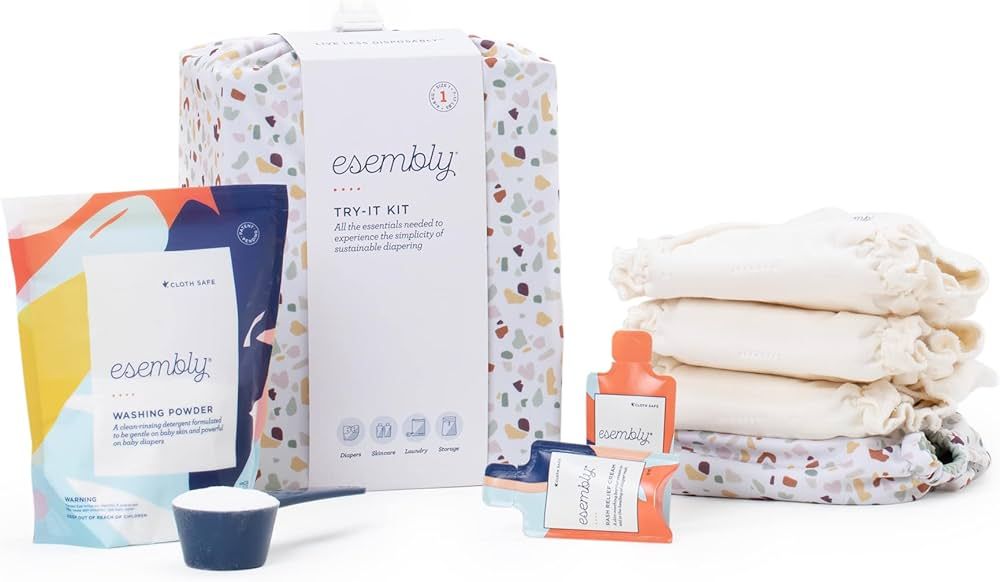 Esembly Cloth Diaper Try-It Kit, Starter Set of Organic, Reusable Diapers with Detergent, Diaper ... | Amazon (US)