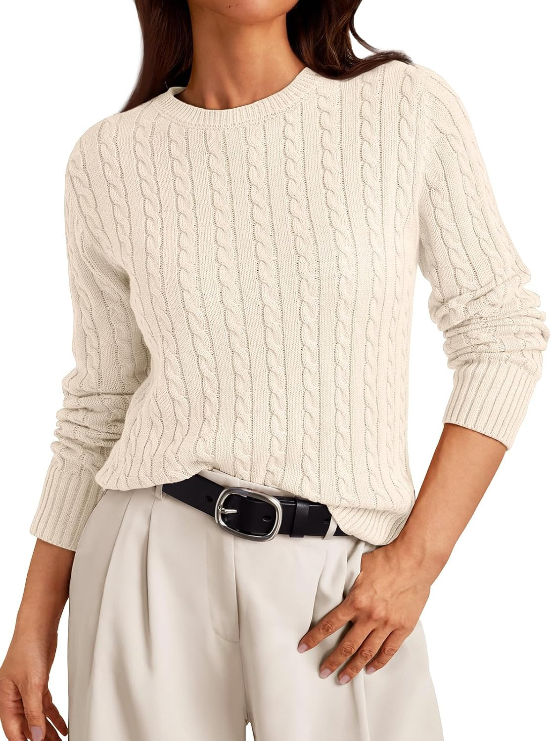 LILLUSORY Womens Lightweight Cable Knit Soft Pullover Sweater Tops | Amazon (US)