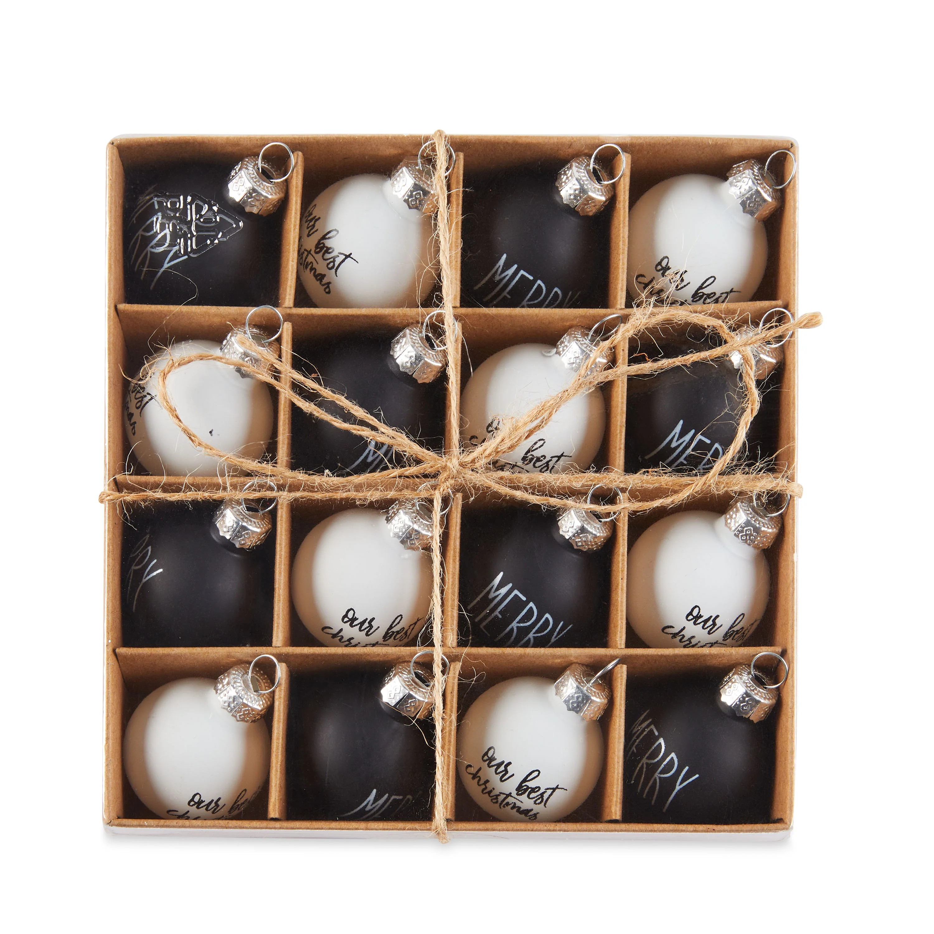 Holiday Time Black and White Glass Christmas Ornament Set, 16 Count - Walmart.com | Walmart (US)