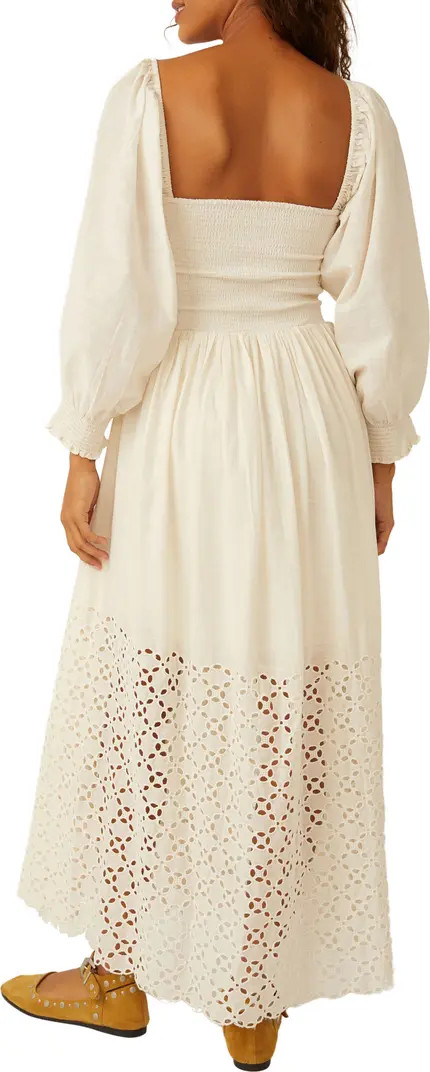 Perfect Storm Smocked Eyelet Long Sleeve Maxi Dress | Nordstrom