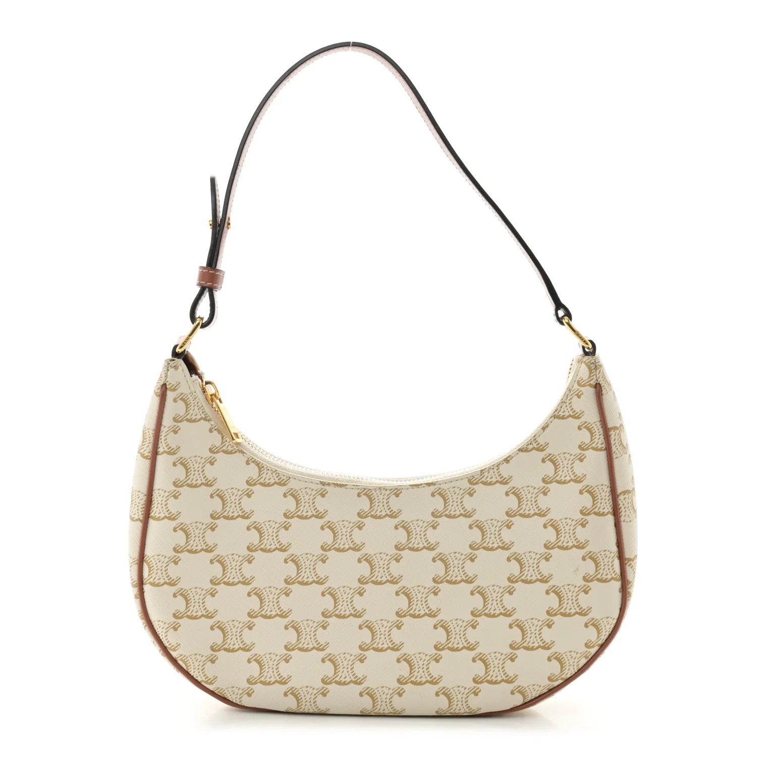 Canvas Calfskin Ava Triomphe Shoulder Bag White | FASHIONPHILE (US)