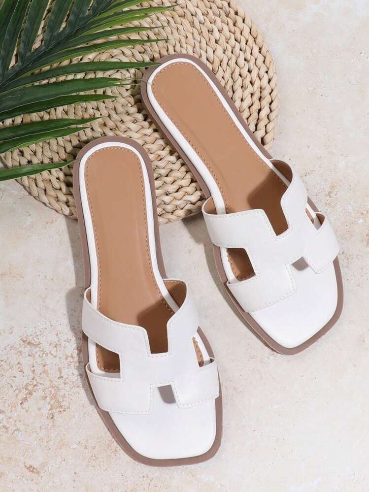 SHUZIA Women's Solid Color Open Toe Flat Sandals Summer Shoes Spring Shoes Spring Break Easter Va... | SHEIN