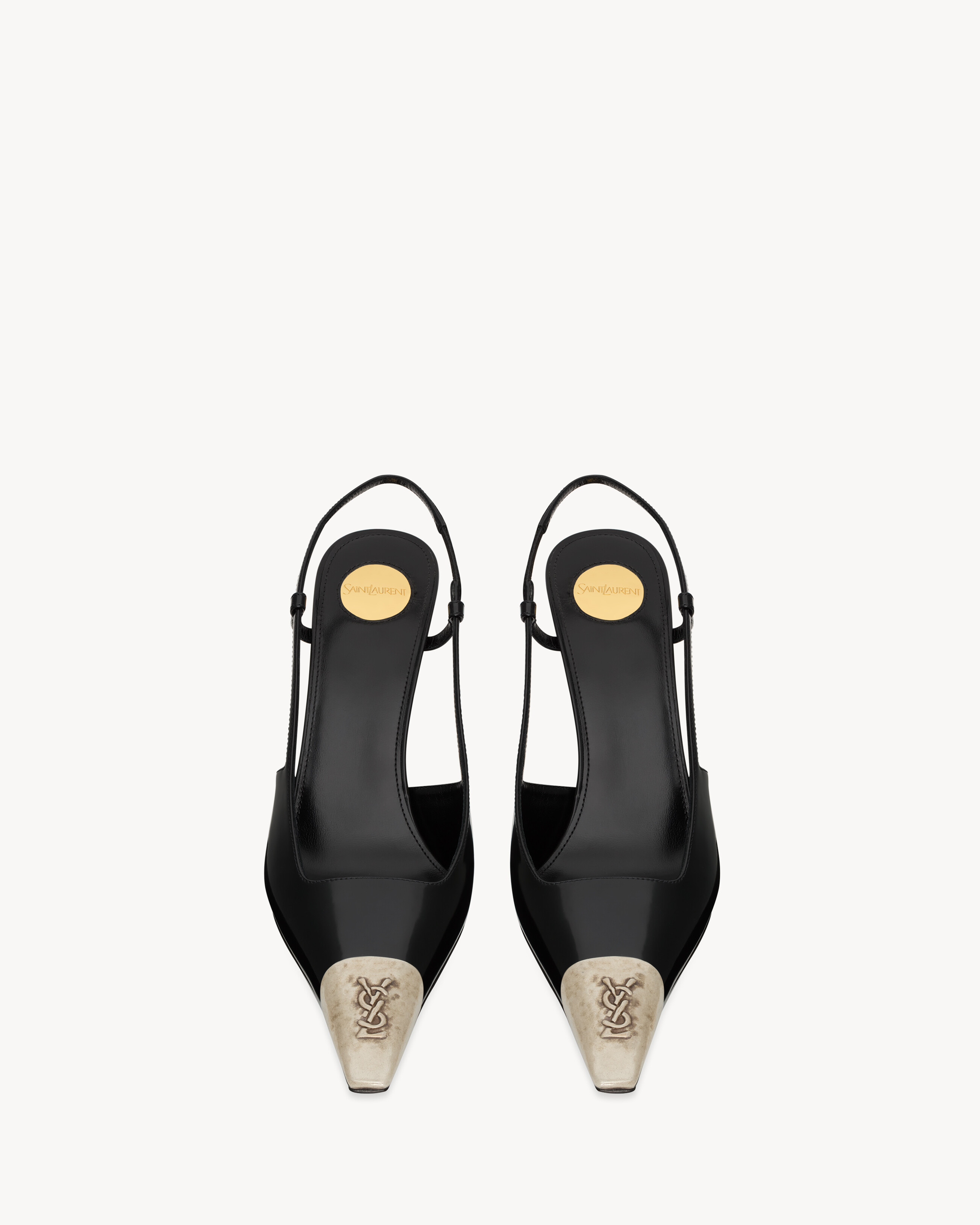 Saint Laurent Jeanne Slingback Pumps In Glazed Leather - Black - Women - 8 | Saint Laurent Inc. (Global)