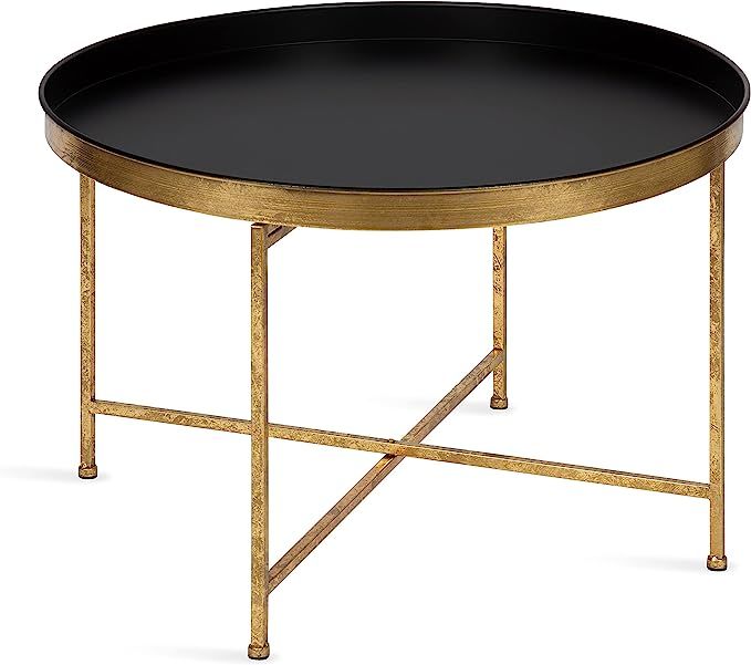 Kate and Laurel Celia Round Metal Coffee Table, 28.25x28.25x19, Black/Gold | Amazon (US)