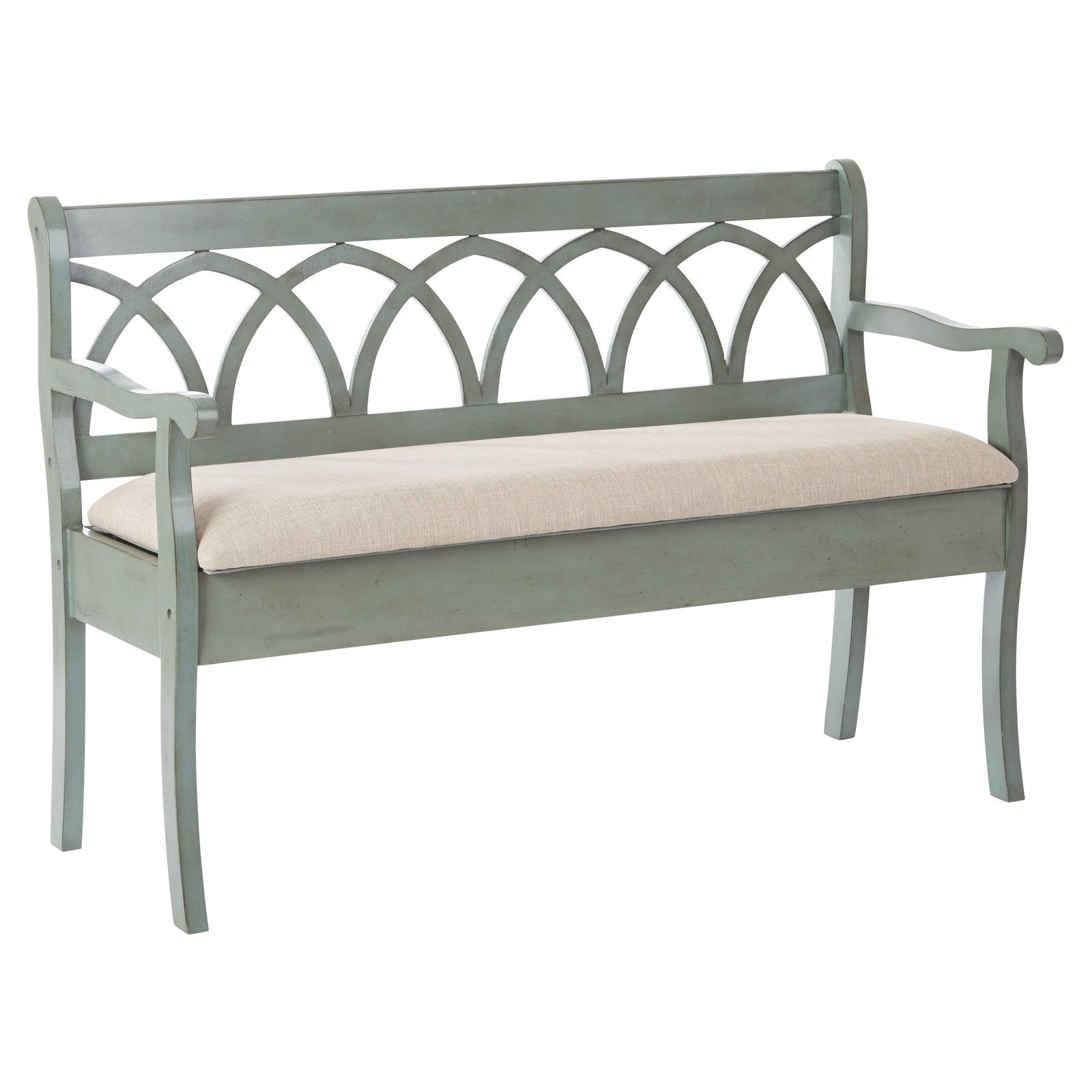 OSP Home Furnishings Coventry Storage Bench in Antique Sage Frame and Beige Seat Cushion K/D | Walmart (US)