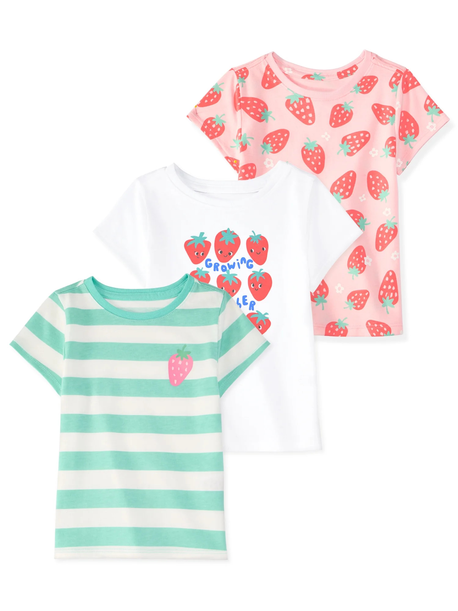 Garanimals Newborn, Baby & Toddler Girl Cotton Short-Sleeve Graphic T-Shirts, 3-Pack, Sizes 0-6T | Walmart (US)