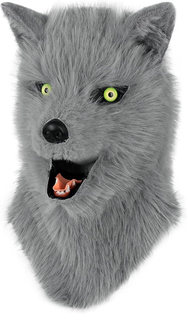 HAOAN Furry Dog Mask Animal Full Head Wolf Realistic Masks for Halloween Carnival Fancy Dress Party Cosplay Costume Women Men | Amazon (US)