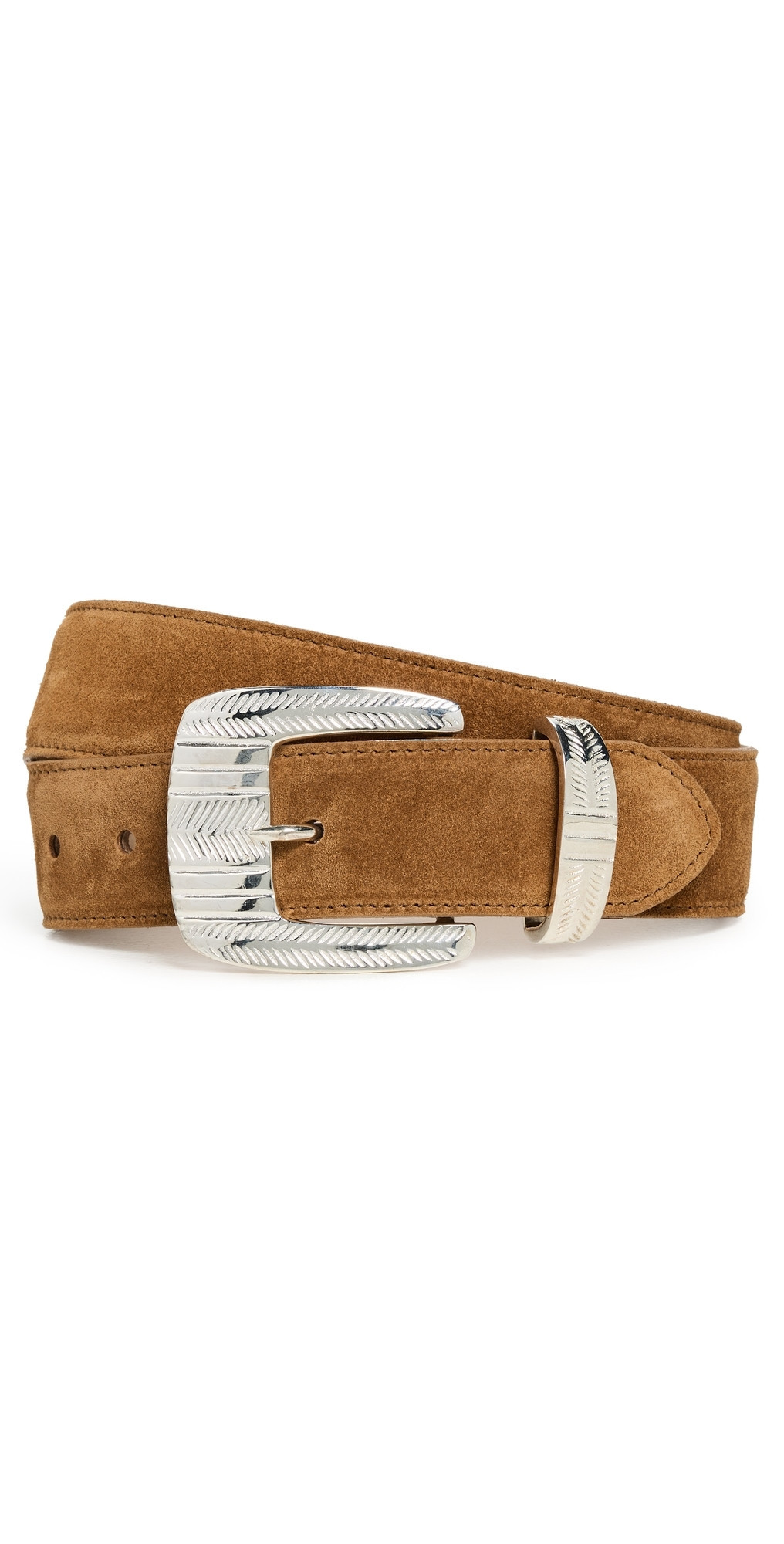L'AGENCE Aya Western Engraved Belt Cognac Suede S | Shopbop