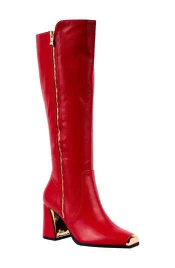NINETY UNION Link Nipped Toe Knee High Boot in Red at Nordstrom Rack, Size 5 | Nordstrom Rack