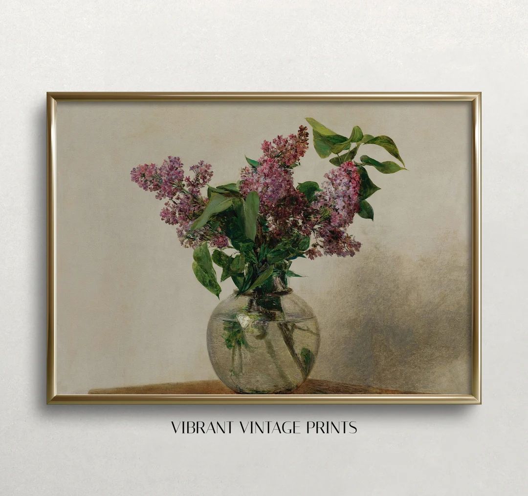 Lilacs Wall Art | Vintage Flower Painting | Vintage Floral Art | Antique Botanical Print | Vintag... | Etsy (US)