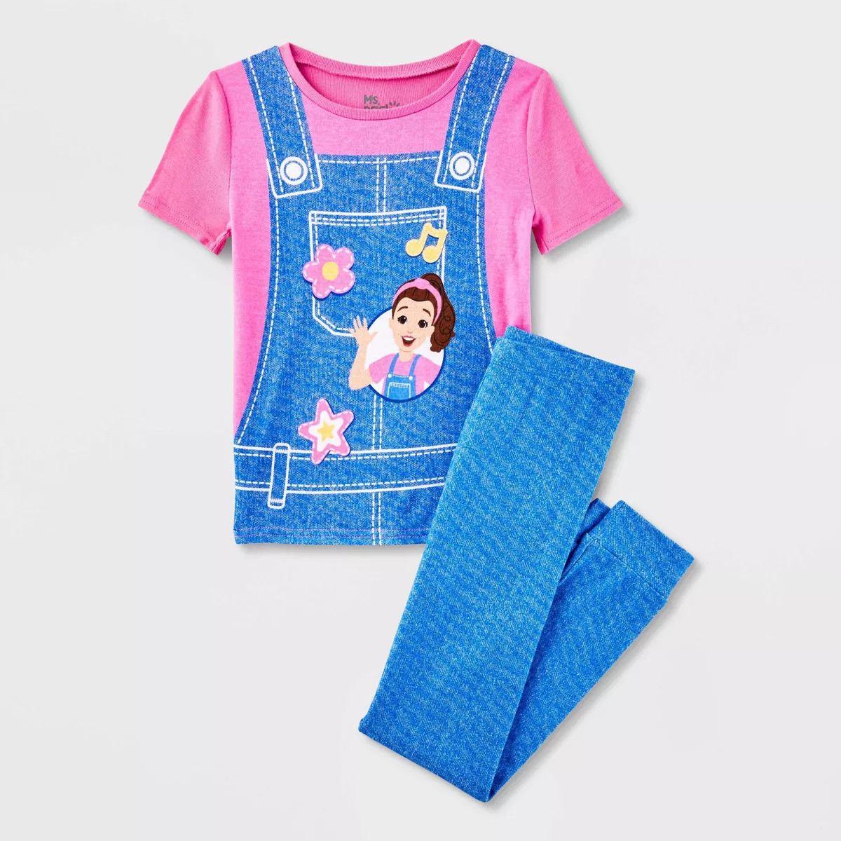 Girls' Ms. Rachel 2pc Short Sleeve Snug Fit Cotton Pajama Set - Blue | Target