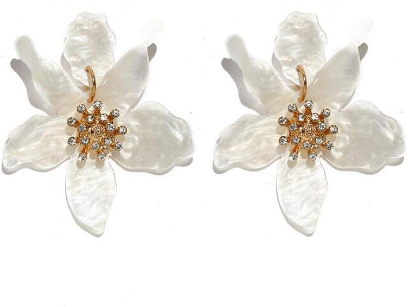 Tiande Bohemian Luxury Oversize Resin Big Flower Earrings For Women Stainless Steel Crystal Jewelry | Amazon (US)