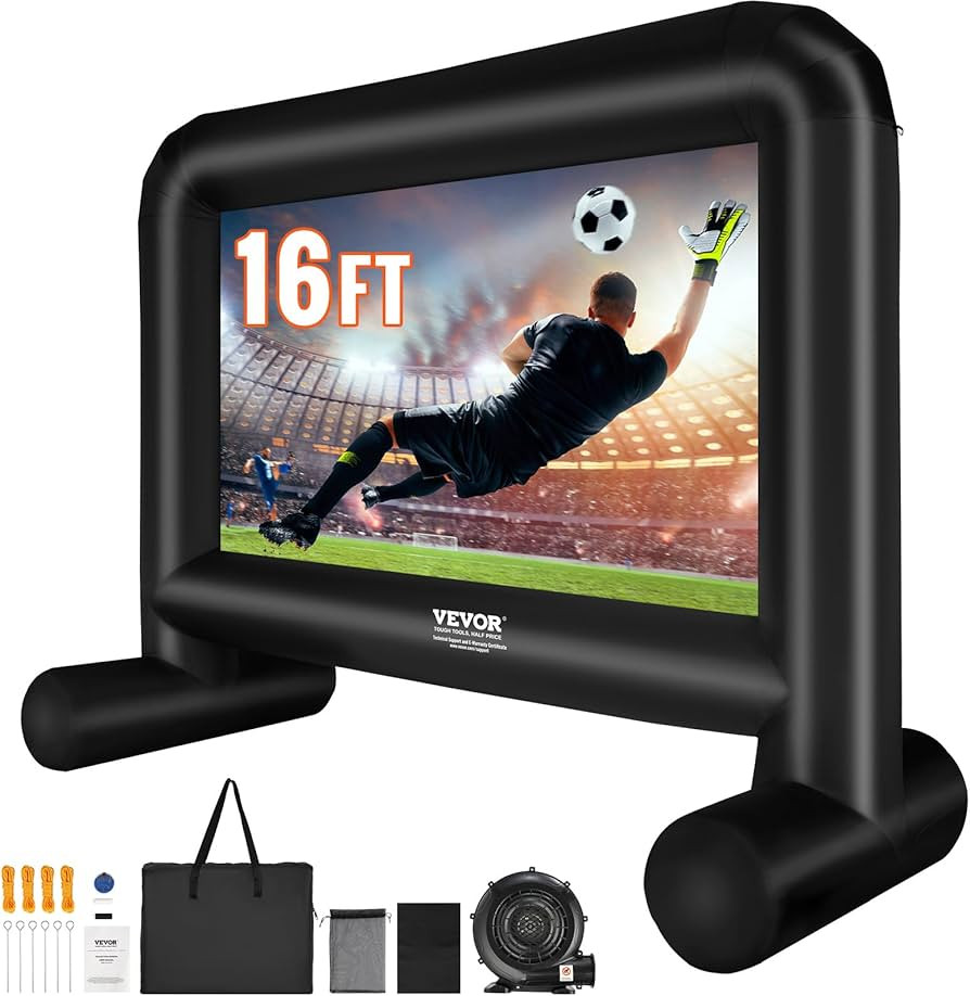 VEVOR Inflatable Movie Screen, 16 FT Inflatable Projector Screen for Outside with Blower and Carr... | Amazon (US)