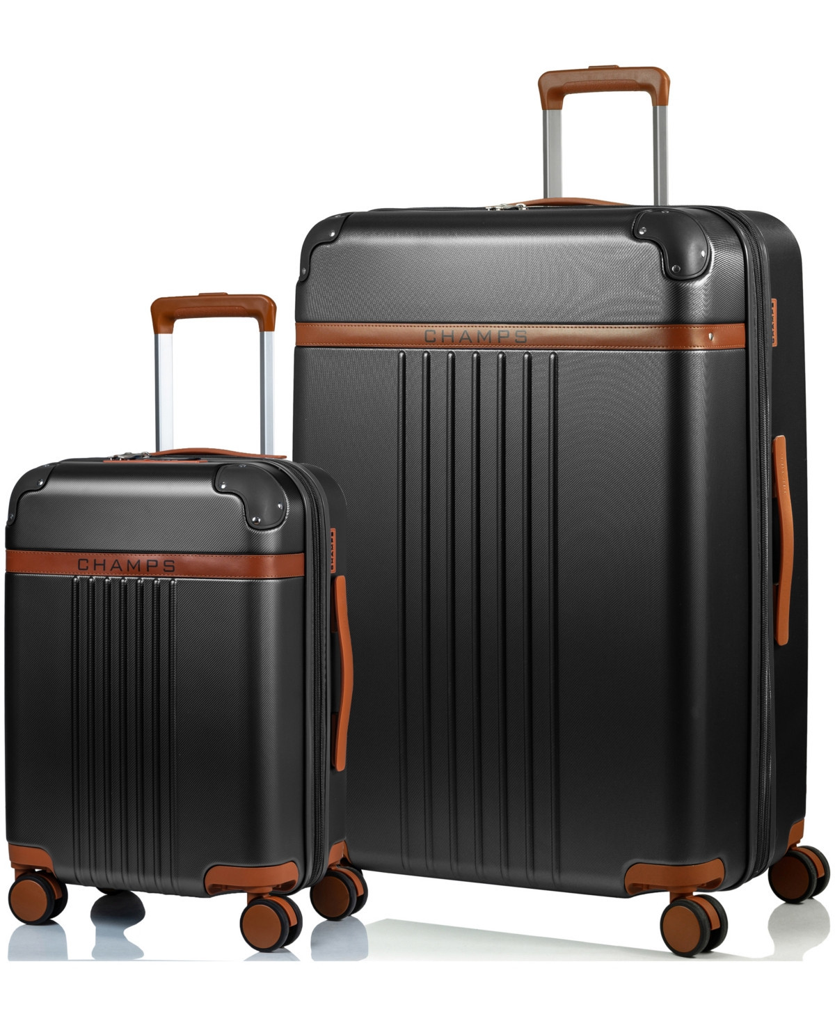 Champs 2-Pc. Vintage Hardside Luggage Set - Black | Macy's