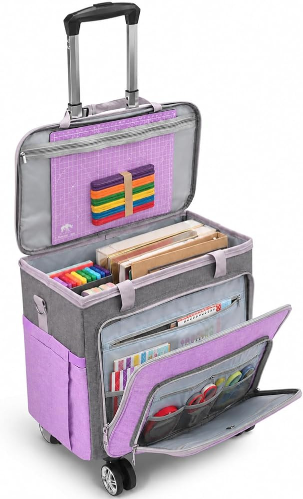 Rolling Teacher Tote Bag with Wheels Craft Storage Organizer Bag, Portable Wheeled Craft Cart for... | Amazon (US)