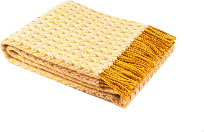 Shady Wave - Interior Throw Blanket | 100% New Zealand Wool 75x51 (Yellow) | Amazon (US)