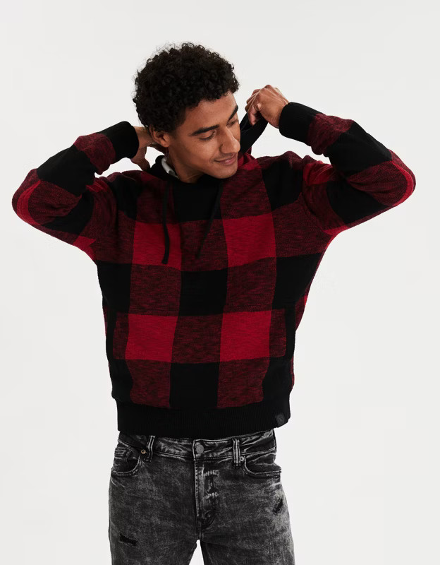 AE Plaid Sweater Hoodie | American Eagle Outfitters (US & CA)