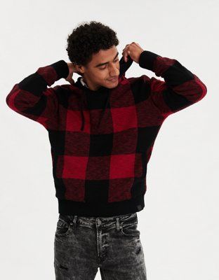 AE Plaid Sweater Hoodie | American Eagle Outfitters (US & CA)