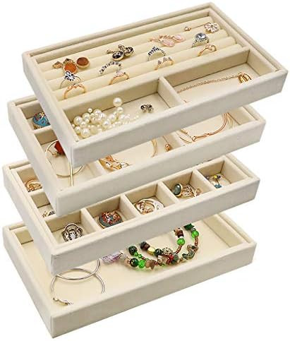 Stackable Jewelry Storage Earring Organizer Container,Velvet Jewelry storage Tray Inserts Earring... | Amazon (US)