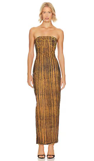 Dahlila Maxi Dress in Coated Vintage Brown | Revolve Clothing (Global)
