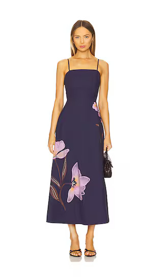 Riley Ankle Dress in Moresco Navy Print | Revolve Clothing (Global)